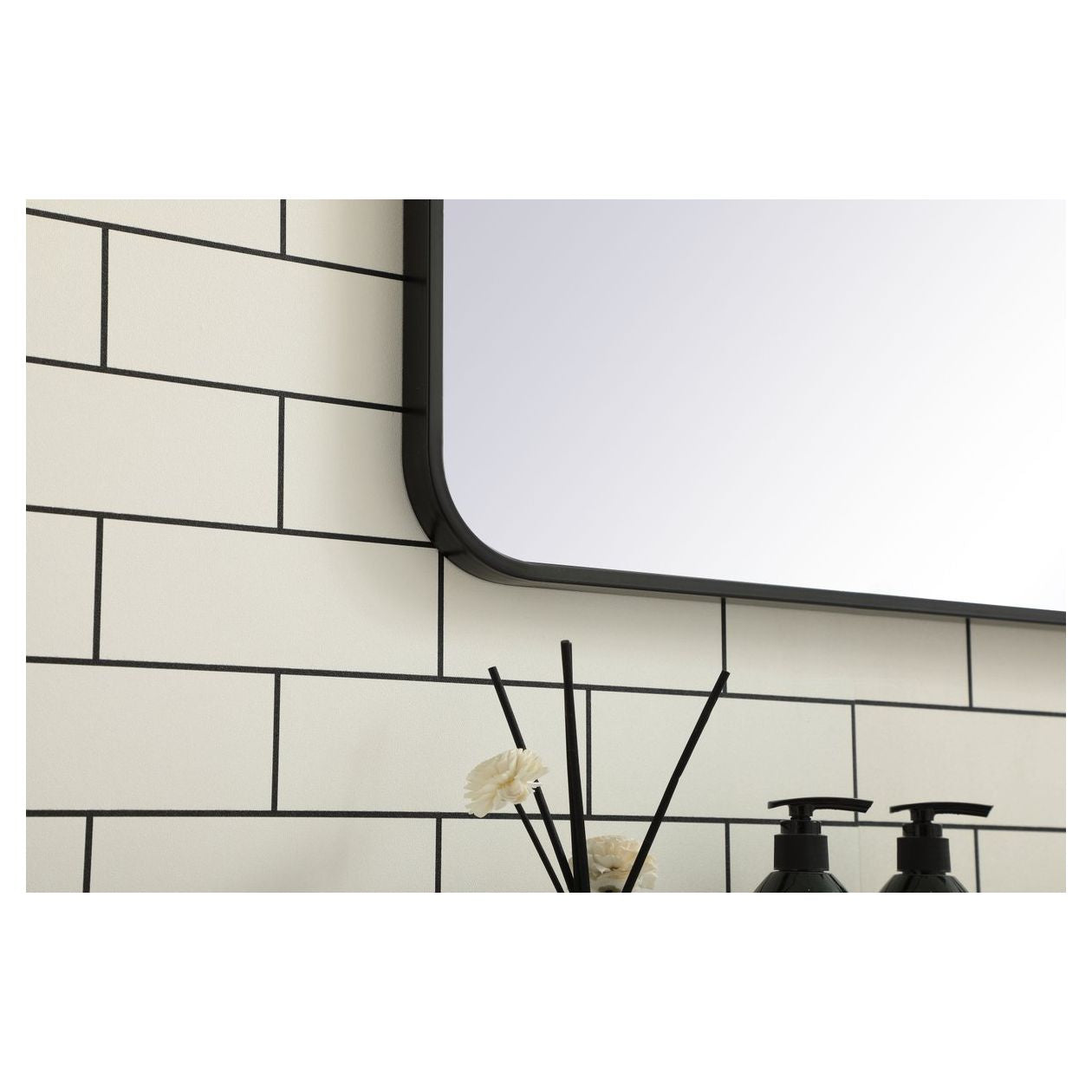 MR803048BK Evermore 30" x 48" Metal Framed Rectangular Mirror in Black