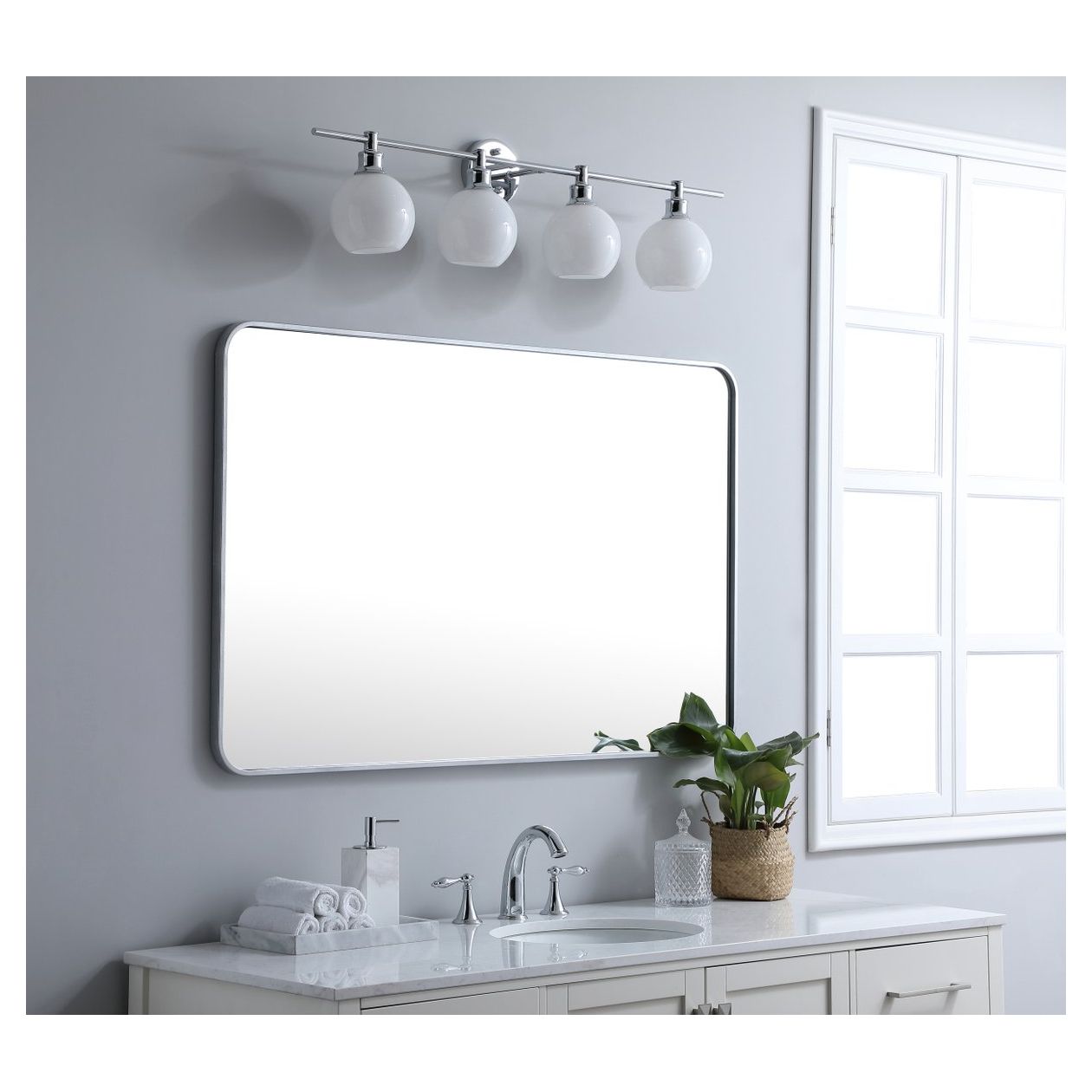 MR803048S Evermore 30" x 48" Metal Framed Rectangular Mirror in Silver