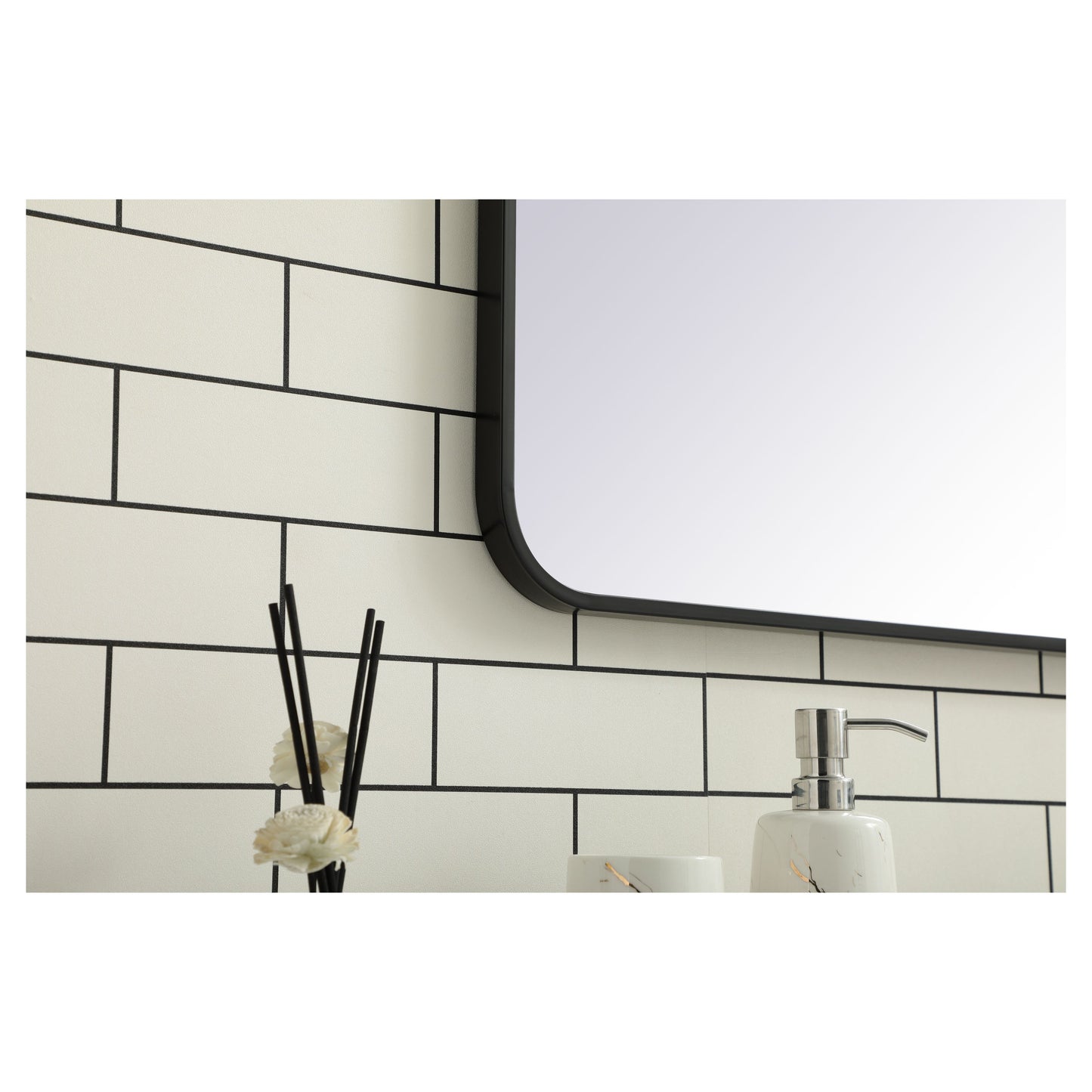 MR803636BK Evermore 36" x 36" Metal Framed Rectangular Mirror in Black