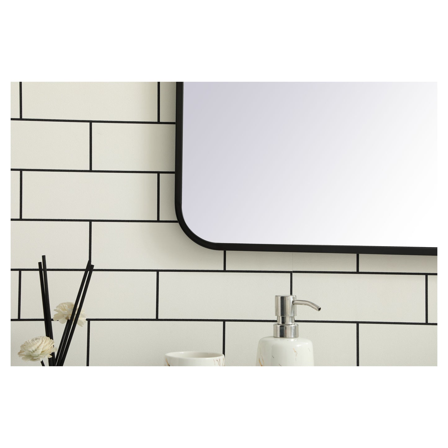 MR803636BK Evermore 36" x 36" Metal Framed Rectangular Mirror in Black