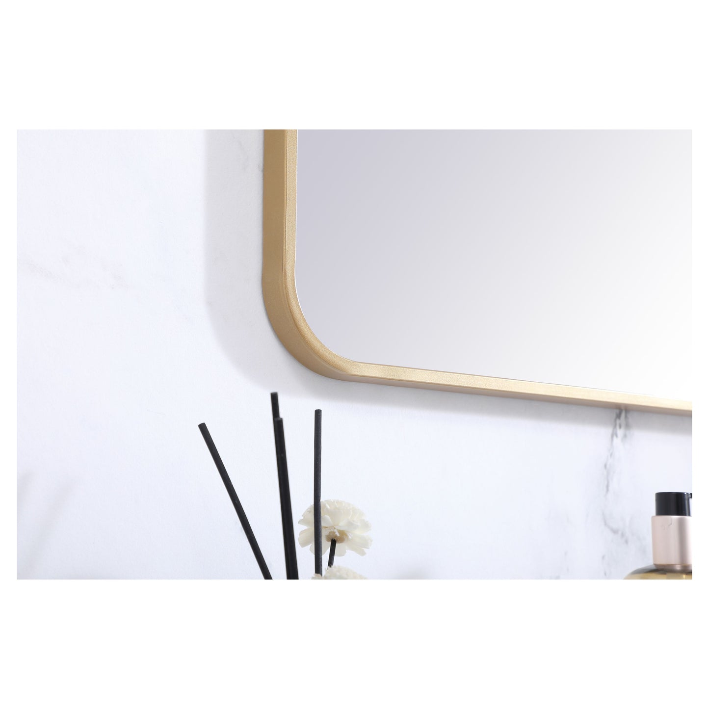 MR803636BR Evermore 36" x 36" Metal Framed Rectangular Mirror in Brass