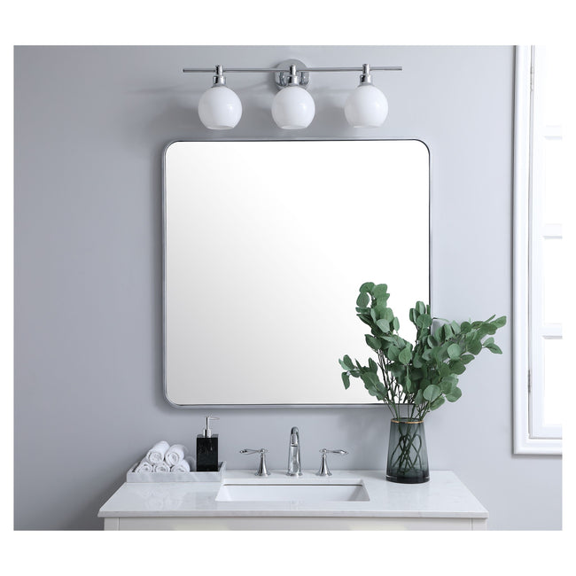 MR803636S Evermore 36" x 36" Metal Framed Rectangular Mirror in Silver