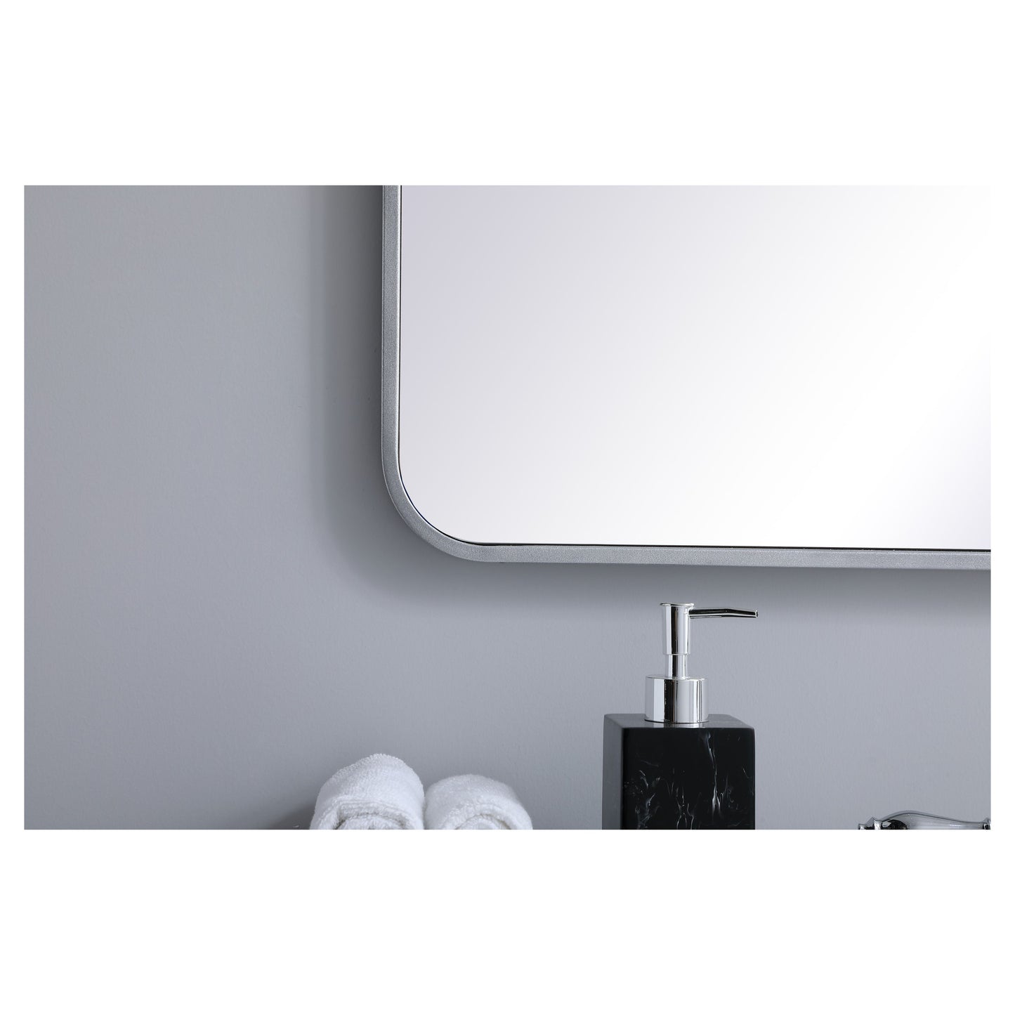 MR803636S Evermore 36" x 36" Metal Framed Rectangular Mirror in Silver