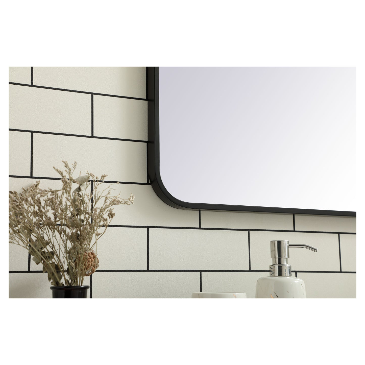 MR803640BK Evermore 36" x 40" Metal Framed Rectangular Mirror in Black