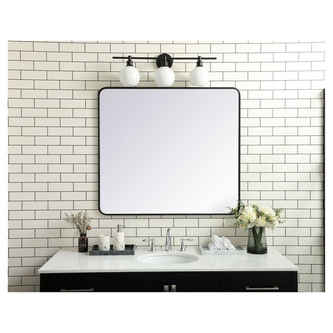 MR803640BK Evermore 36" x 40" Metal Framed Rectangular Mirror in Black