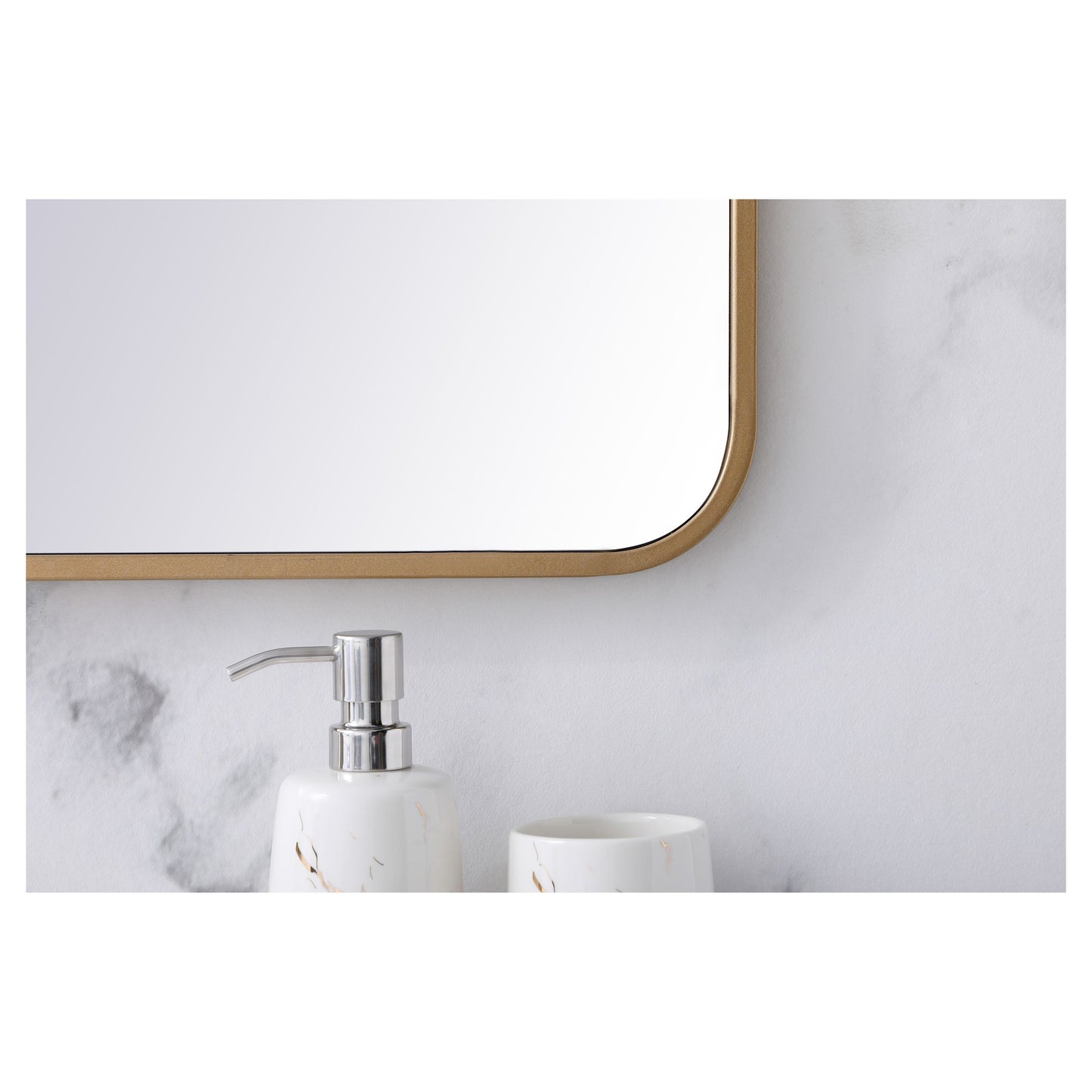 MR803640BR Evermore 36" x 40" Metal Framed Rectangular Mirror in Brass