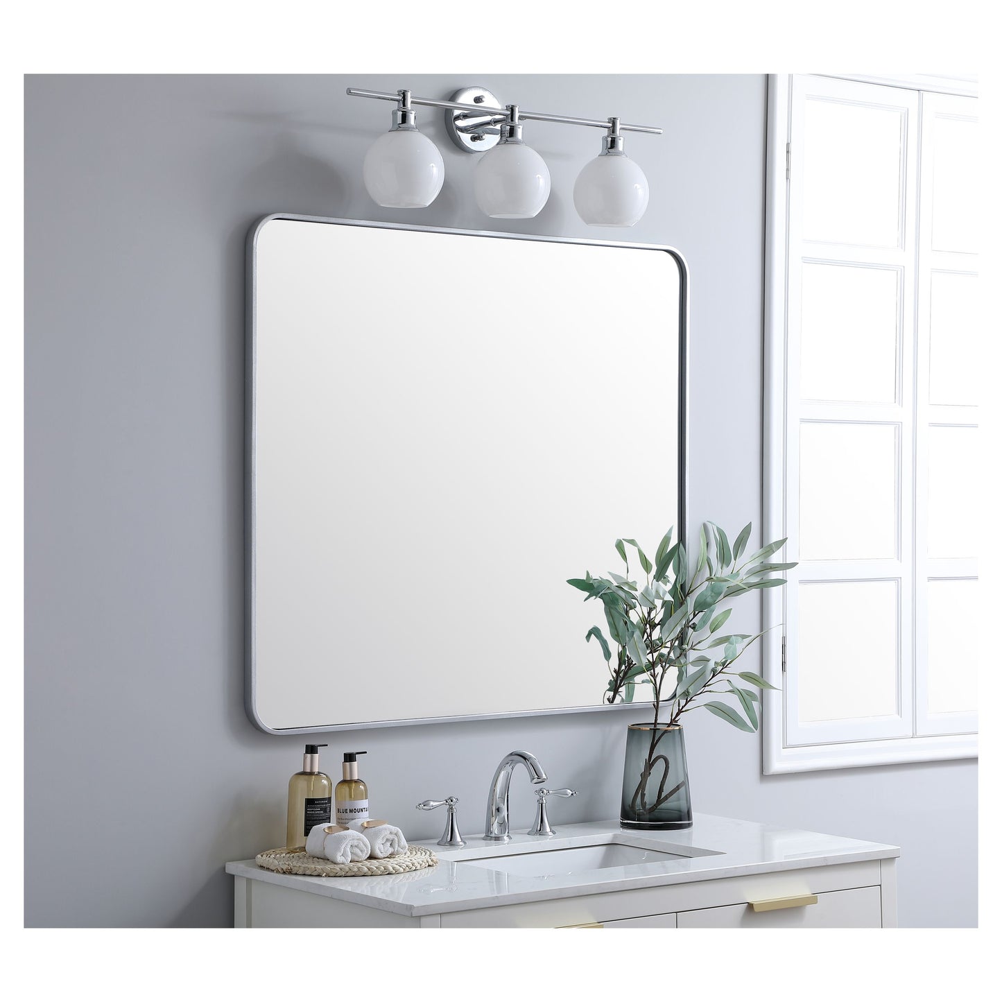 MR803640S Evermore 36" x 40" Metal Framed Rectangular Mirror in Silver
