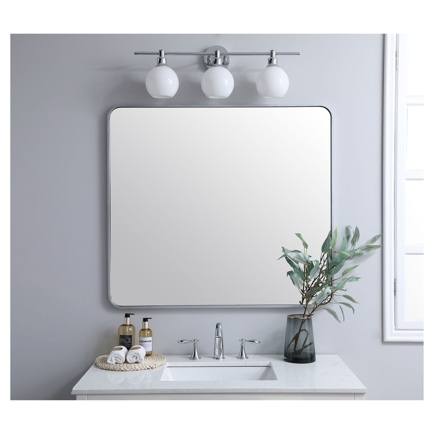 MR803640S Evermore 36" x 40" Metal Framed Rectangular Mirror in Silver