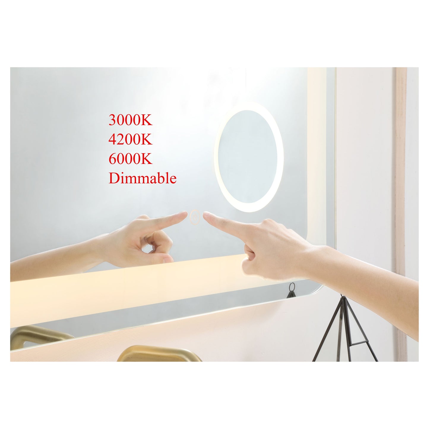 MRE52040 Lux 40" x 20" LED Mirror in Glossy White - Adjustable Color Temp