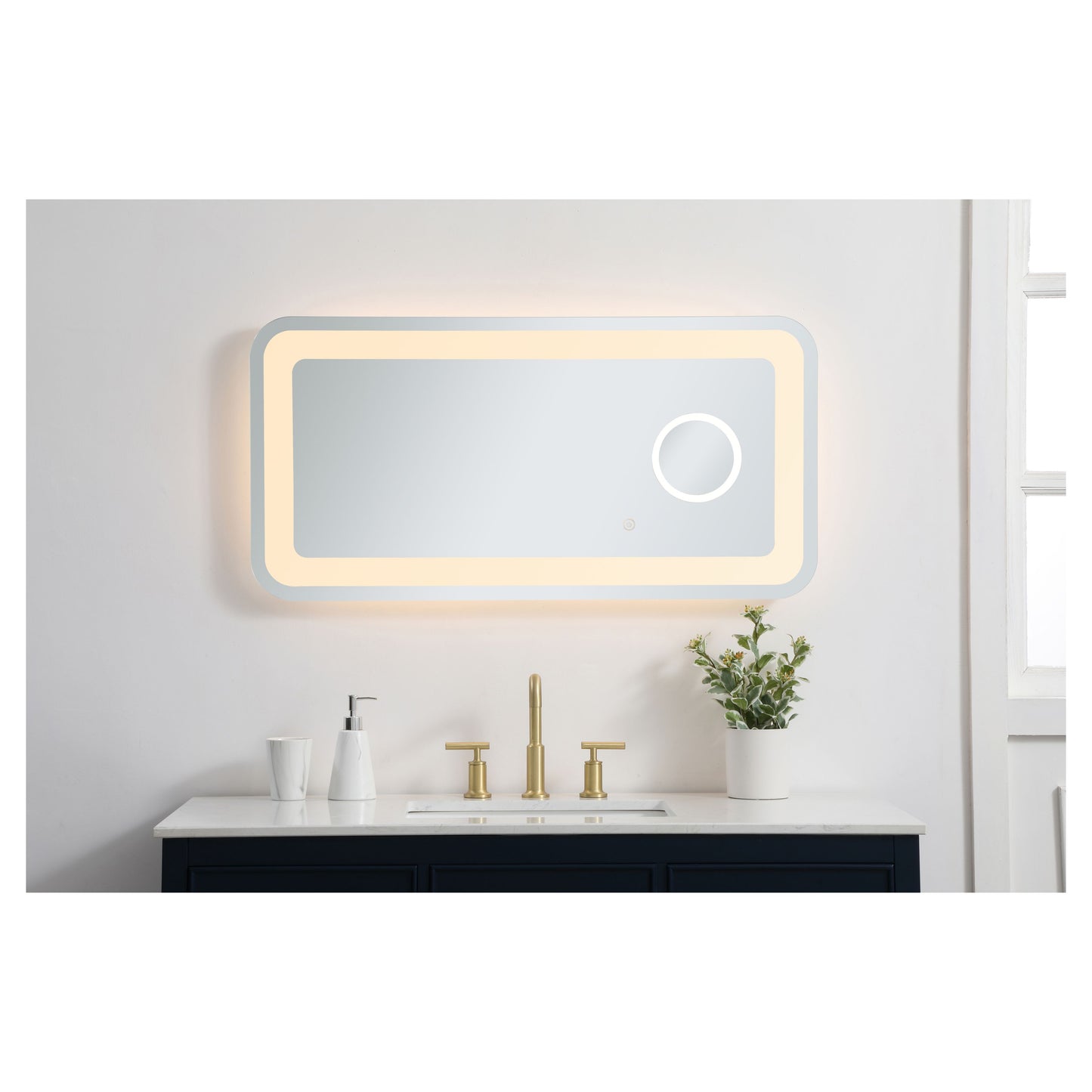 MRE52040 Lux 40" x 20" LED Mirror in Glossy White - Adjustable Color Temp