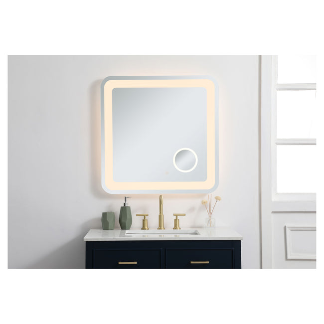 MRE53030 Lux 30" x 30" LED Mirror in Glossy White - Adjustable Color Temp