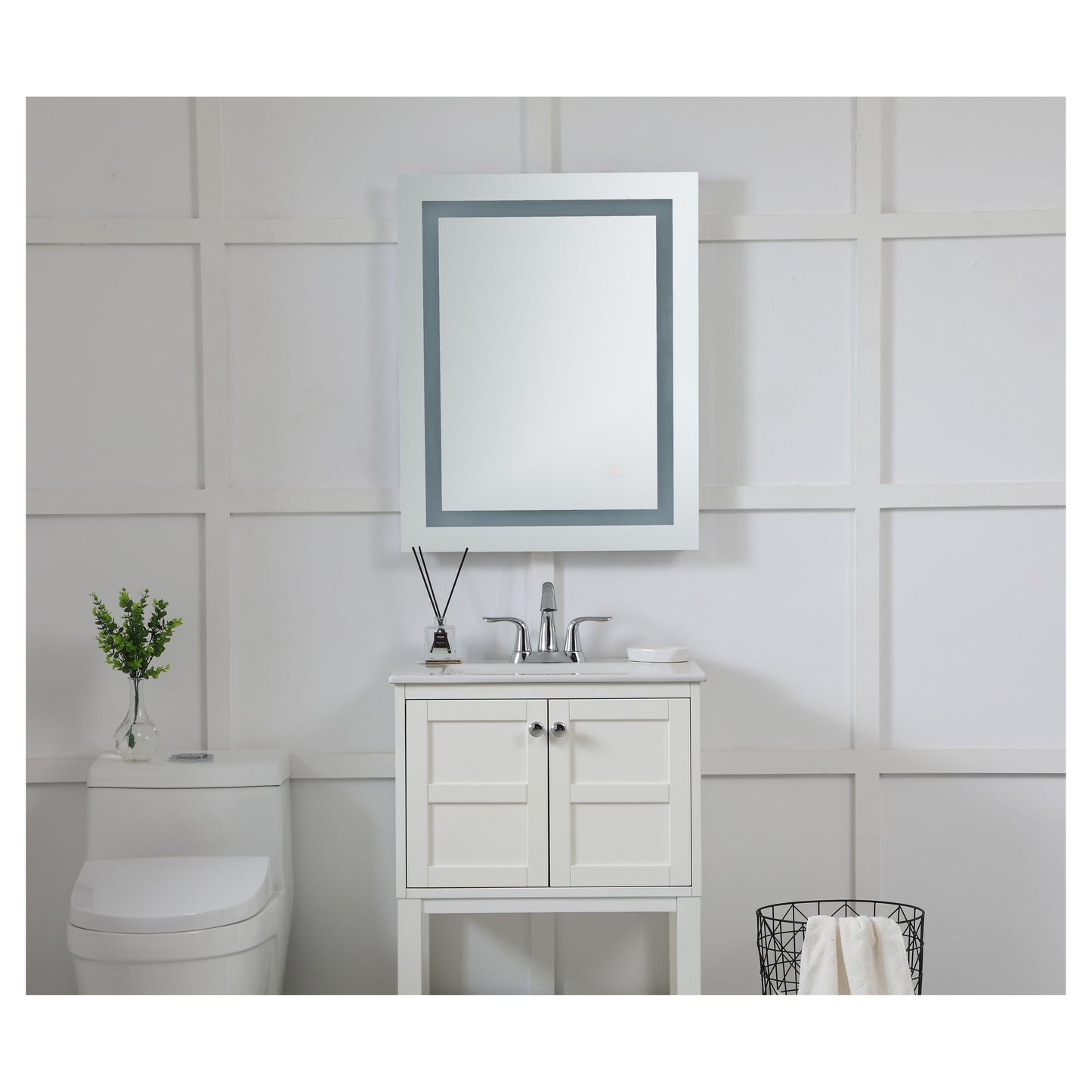 MRE-6003 Nova 24" x 30" LED Mirror in Glossy White - 5000K