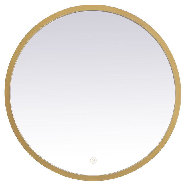 MRE6021BR Pier 21" x 21" LED Mirror in Brass - Adjustable Color Temp