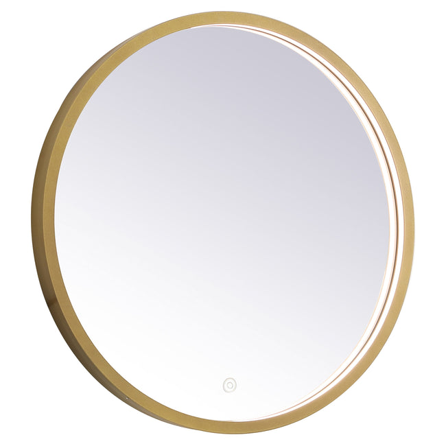 MRE6021BR Pier 21" x 21" LED Mirror in Brass - Adjustable Color Temp