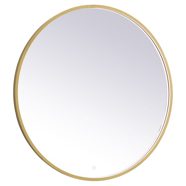 MRE6039BR Pier 39" x 39" LED Mirror in Brass - Adjustable Color Temp