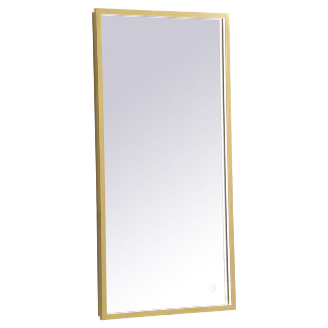 MRE61836BR Pier 18" x 36" LED Mirror in Brass - Adjustable Color Temp