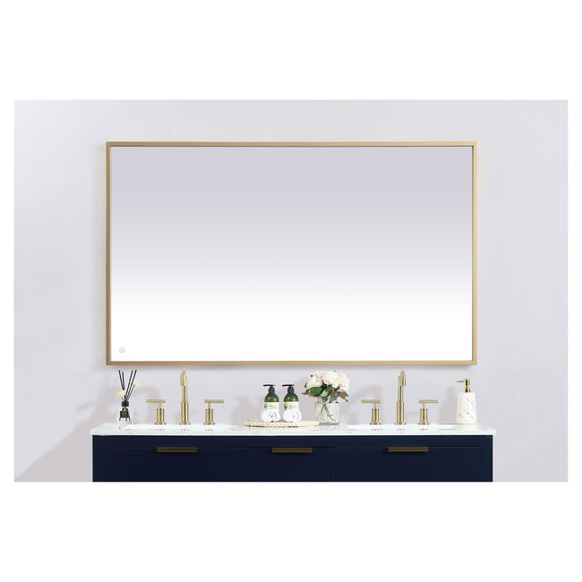 MRE63660BR Pier 60" x 36" LED Mirror in Brass - Adjustable Color Temp