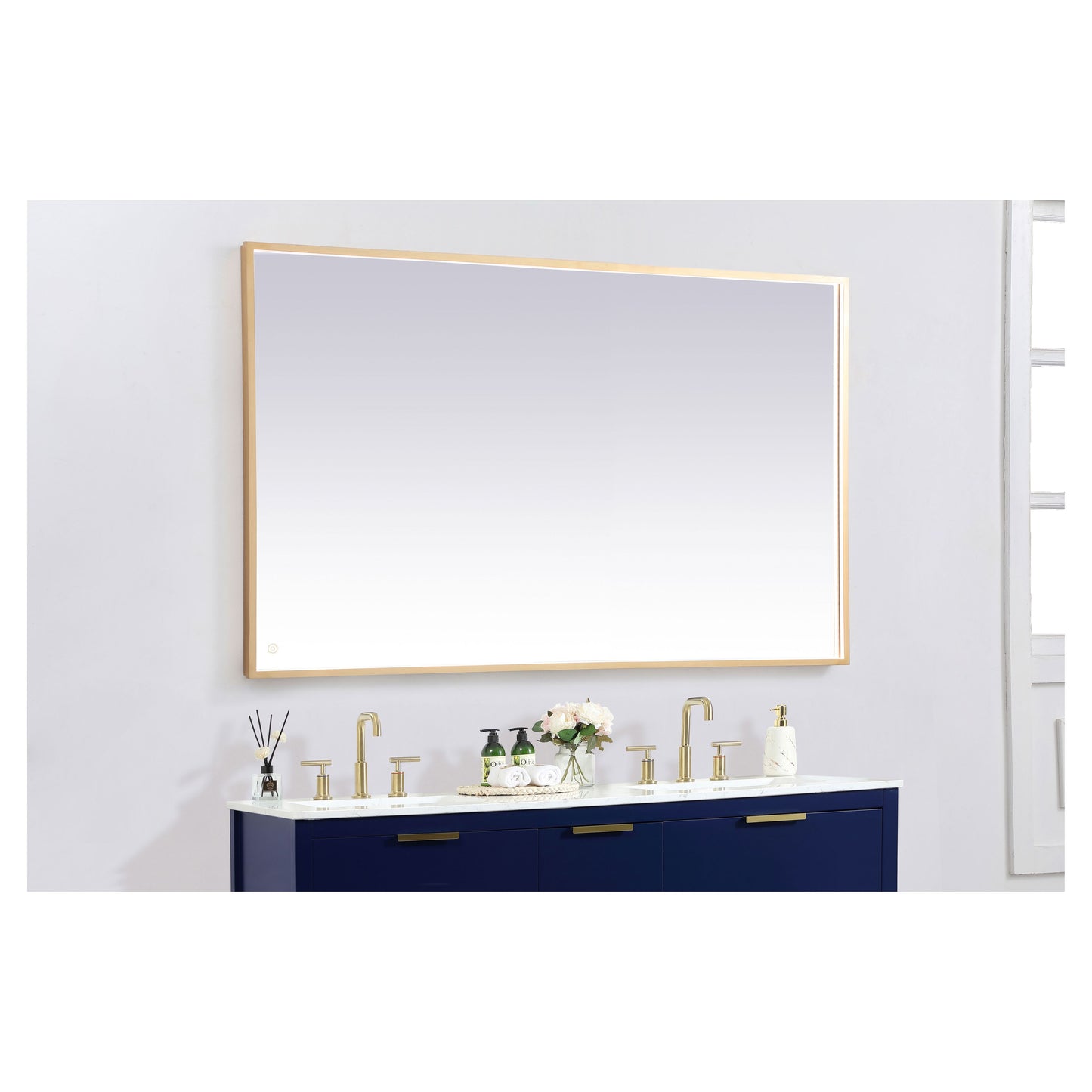 MRE63660BR Pier 60" x 36" LED Mirror in Brass - Adjustable Color Temp