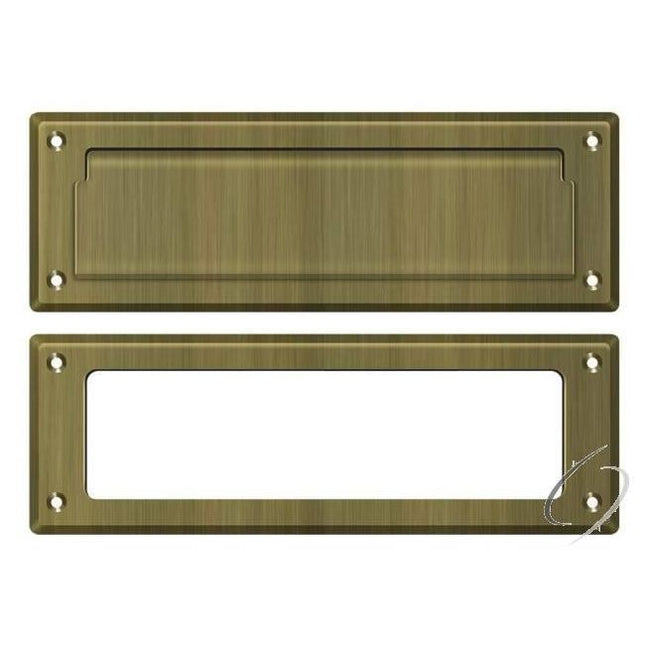 MS626U5 Mail Slot 8-7/8" with Interior Frame; Antique Brass Finish
