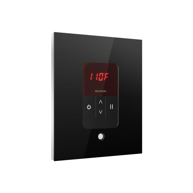 iTempo Square Steam Shower Control in Black with Polished Chrome Bezel