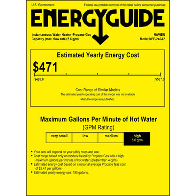 navien npe 240-a2 lp energy rating label