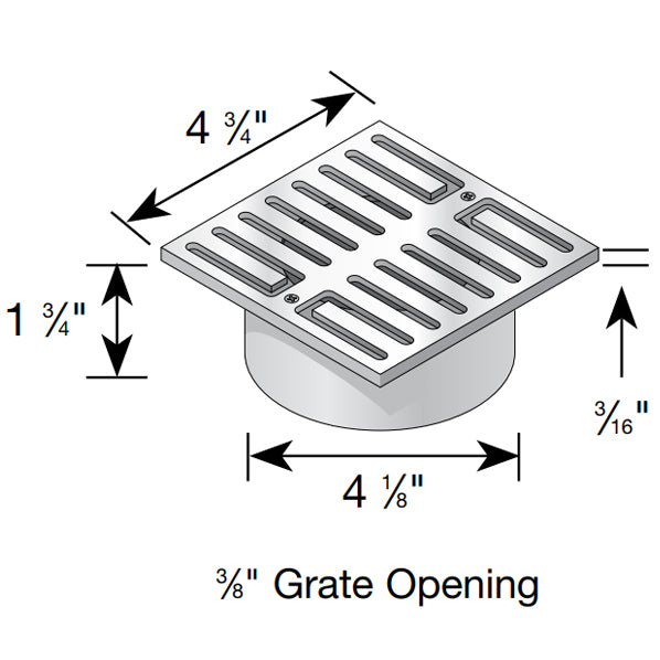 NDS 914PB - 5" Square Brass Grate with PVC Collar
