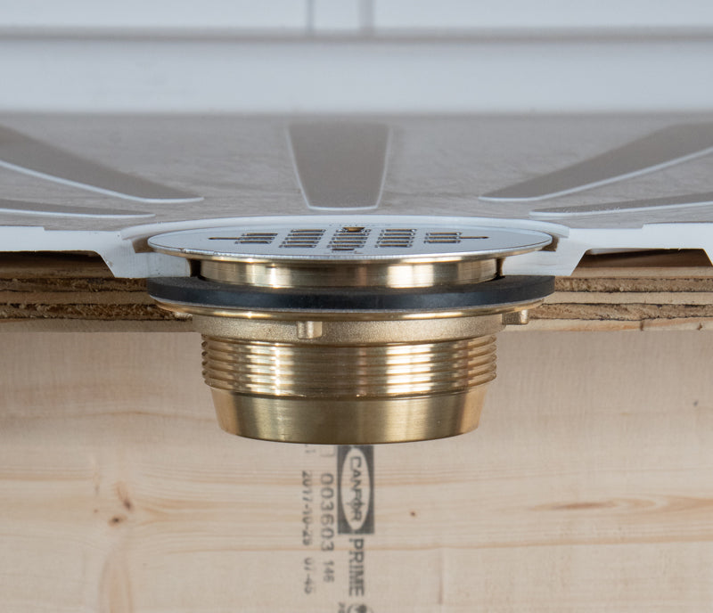 42150 Brass No Caulk Shower Drain with Stainless Steel Strainer