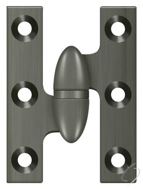 OK2015U15A-L 2" x 1-1/2" Olive Knuckle Hinge; Antique Nickel Finish
