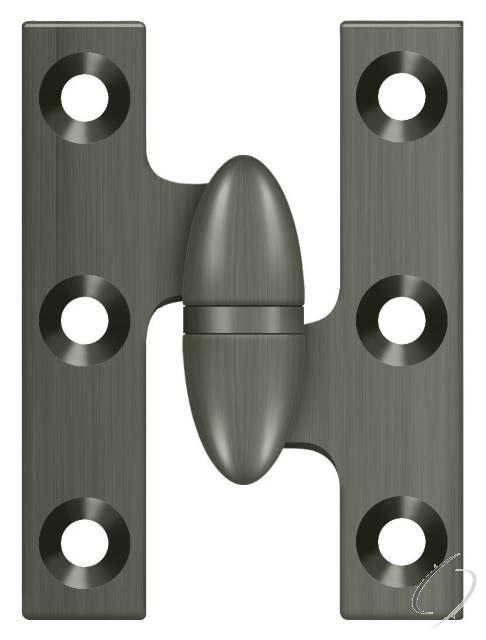 OK2015U15A-R 2" x 1-1/2" Olive Knuckle Hinge; Antique Nickel Finish