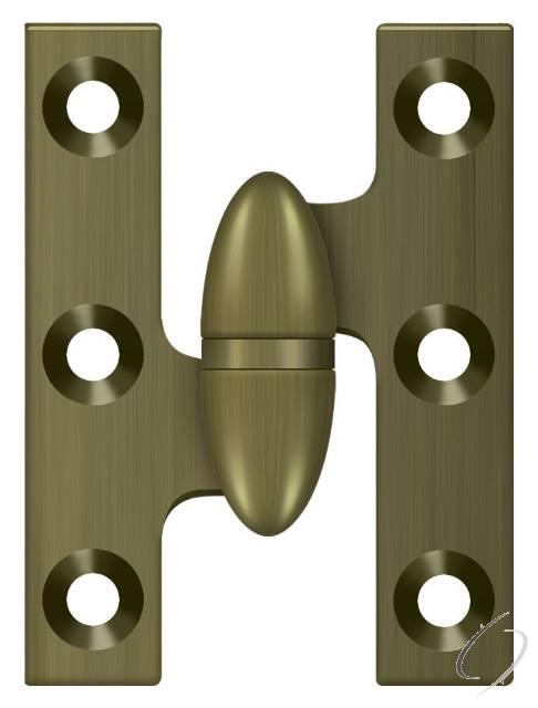 OK2015U5-L 2" x 1-1/2" Olive Knuckle Hinge; Antique Brass Finish