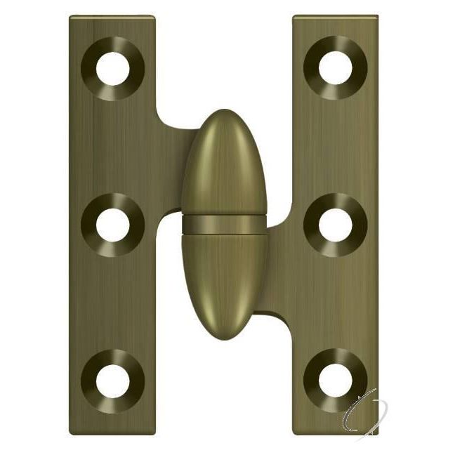 OK2015U5-R 2" x 1-1/2" Olive Knuckle Hinge; Antique Brass Finish