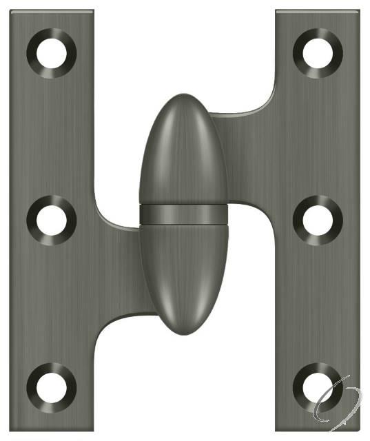 OK2520U15A-L 2-1/2" x 2" Olive Knuckle Hinge; Antique Nickel Finish