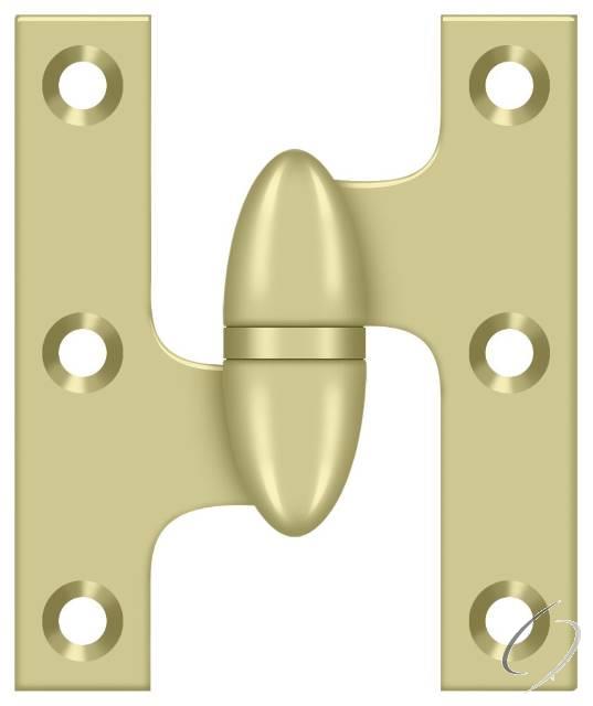 OK2520U3UNL-L 2-1/2" x 2" Olive Knuckle Hinge; Unlacquered Bright Brass Finish