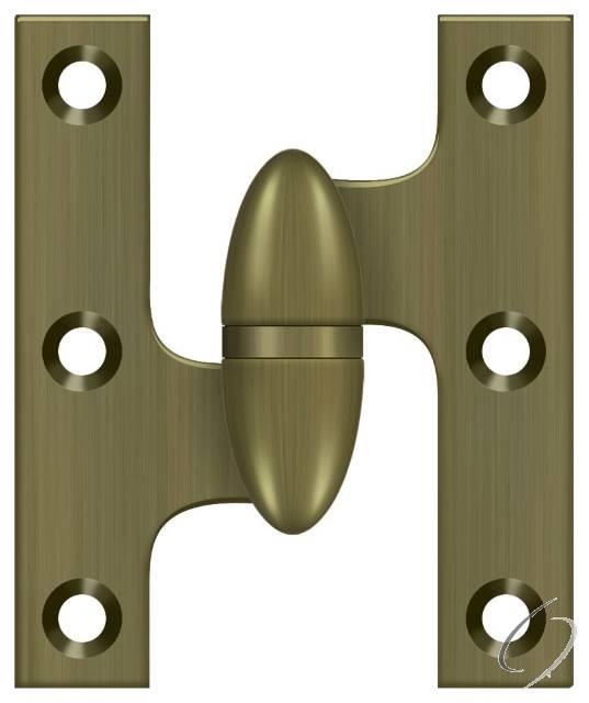 OK2520U5-L 2-1/2" x 2" Olive Knuckle Hinge; Antique Brass Finish