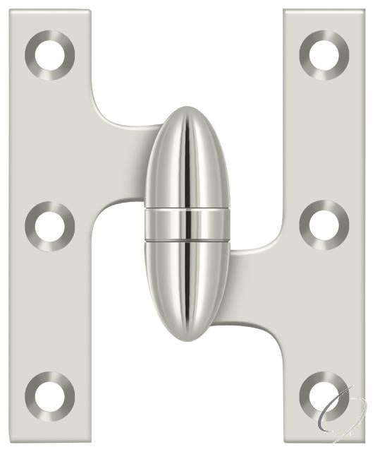 OK3025B14-R 3" x 2-1/2" Olive Knuckle Hinge; Bright Nickel Finish