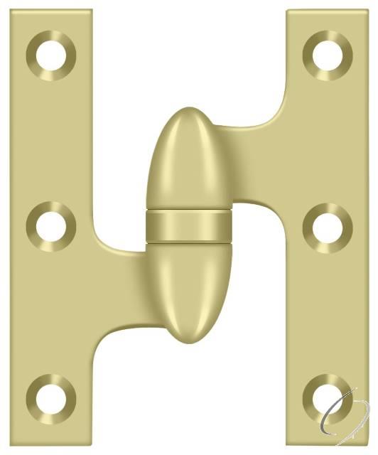 OK3025B3UNL-L 3" x 2-1/2" Olive Knuckle Hinge; Unlacquered Bright Brass Finish