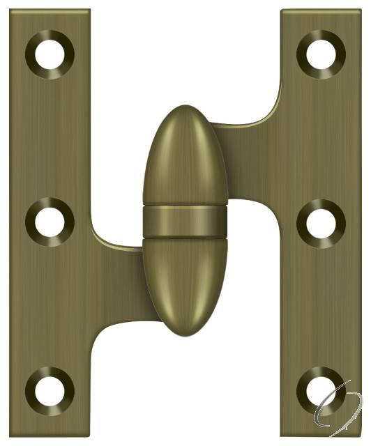 OK3025B5-L 3" x 2-1/2" Olive Knuckle Hinge; Antique Brass Finish