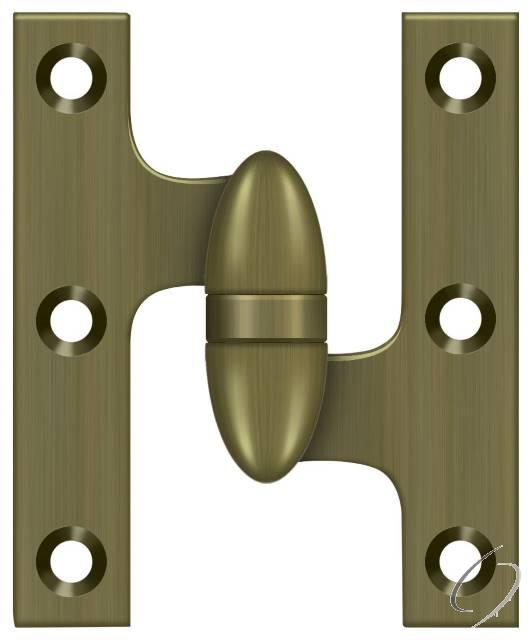 OK3025B5-R 3" x 2-1/2" Olive Knuckle Hinge; Antique Brass Finish