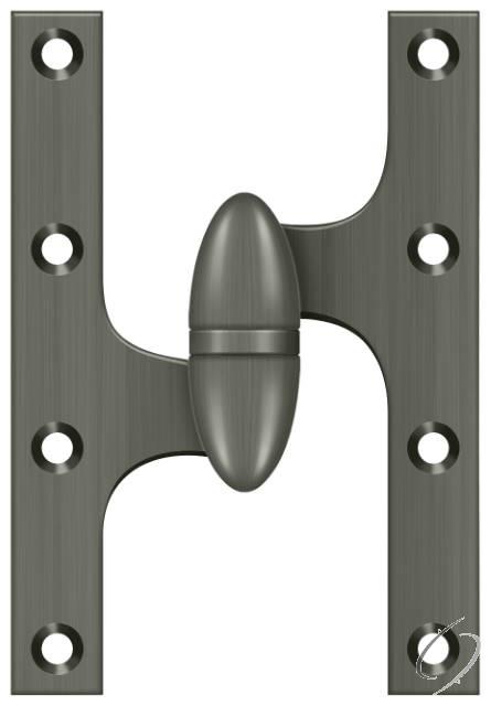 OK6040B15A-L 6" x 4" Hinge; Antique Nickel Finish