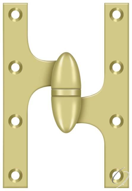 OK6040B3-R 6" x 4" Hinge; Bright Brass Finish