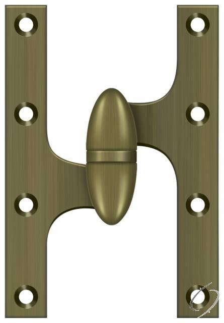 OK6040B5-L 6" x 4" Hinge; Antique Brass Finish