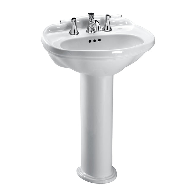 Toto LPT754.4#01 - Whitney 25" Pedestal Bathroom Sink with 3 Faucet Holes Drilled,4" Faucet center a