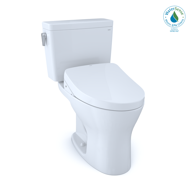 WASHLET+ Two-Piece Elongated Dual Flush 1.28 and 0.8 GPF DYNAMAX TORNADO FLUSH Toilet with Auto Flus