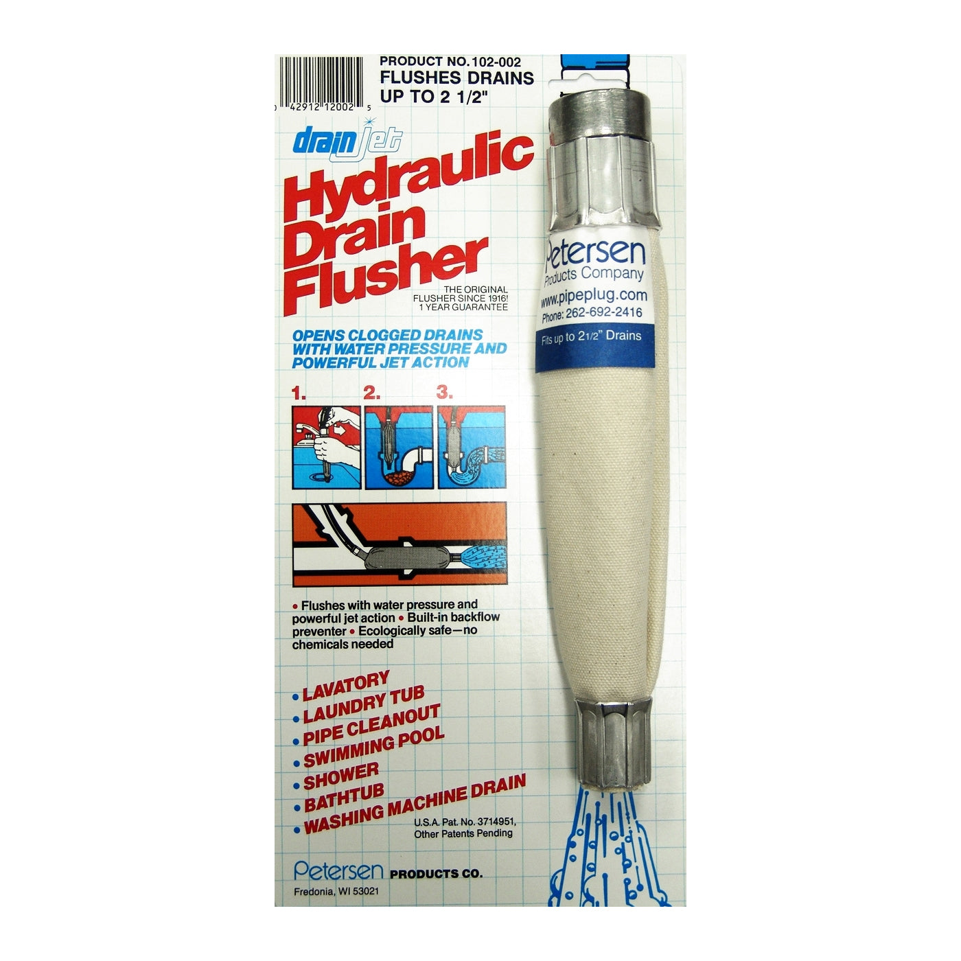 102-002 - DrainJet Professional Hydraulic Drain Flusher - 1-1/2" to 2-1/2"