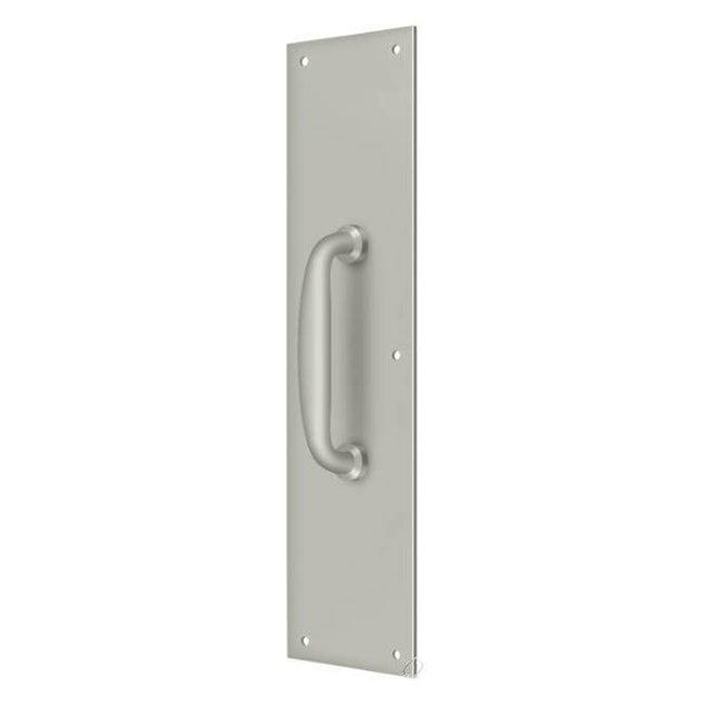 PPH55U15 Push Plate with Handle 3-1/2" x 15 " - Handle 5 1/2"; Satin Nickel Finish