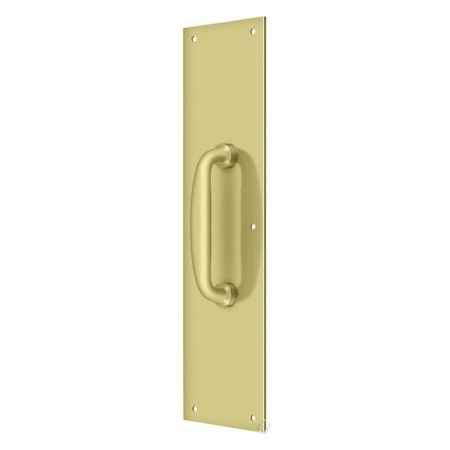 PPH55U3 Push Plate with Handle 3-1/2" x 15 " - Handle 5 1/2"; Bright Brass Finish