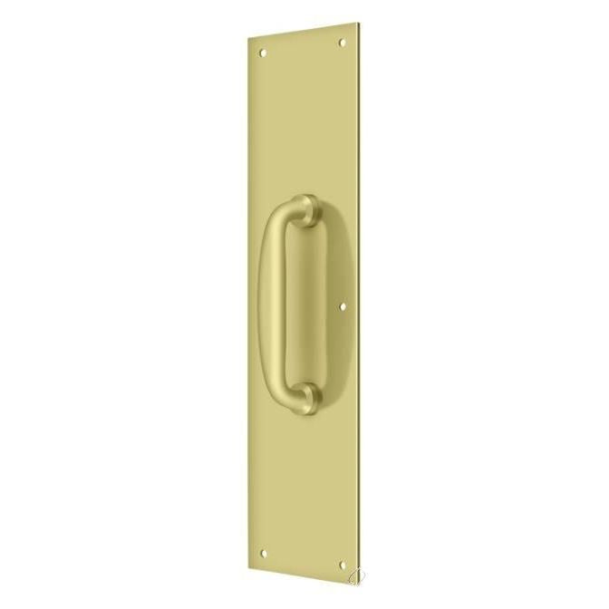 PPH55U3 Push Plate with Handle 3-1/2" x 15 " - Handle 5 1/2"; Bright Brass Finish