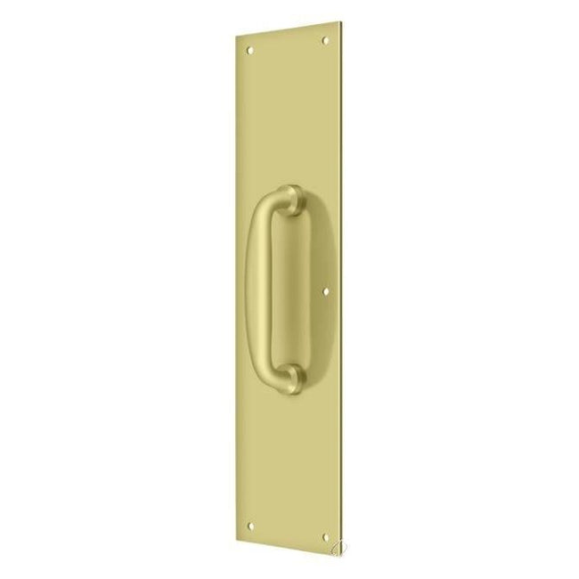 PPH55U3 Push Plate with Handle 3-1/2" x 15 " - Handle 5 1/2"; Bright Brass Finish