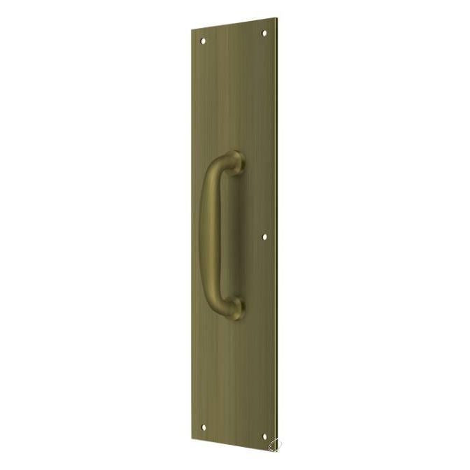 PPH55U5 Push Plate with Handle 3-1/2" x 15 " - Handle 5 1/2"; Antique Brass Finish