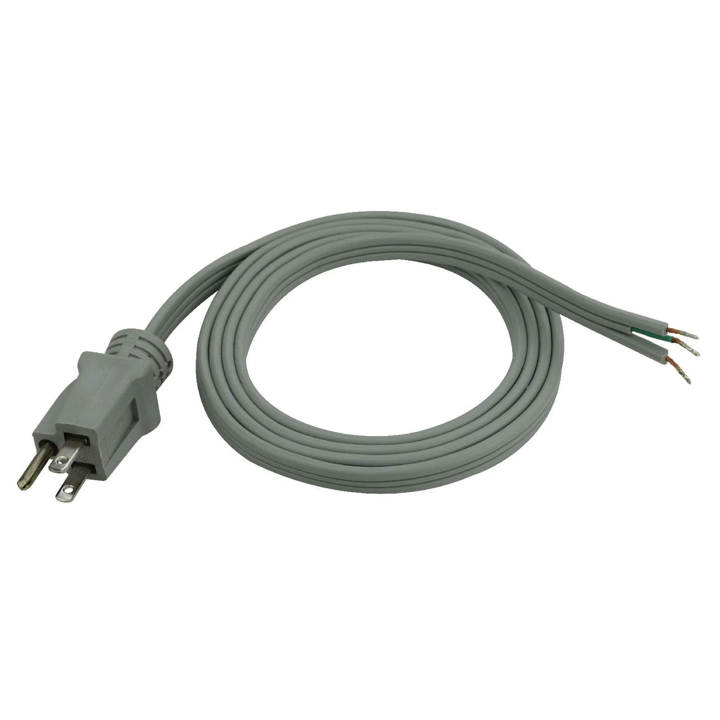 PS200606 - Power Supply Cord Pigtail with Straight Plug - Gray- 6 Ft
